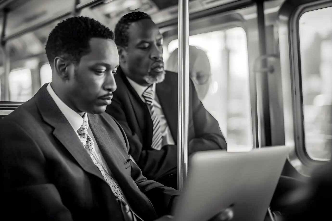 Schwarz-Weiß-Porträt von digitalen Nomaden